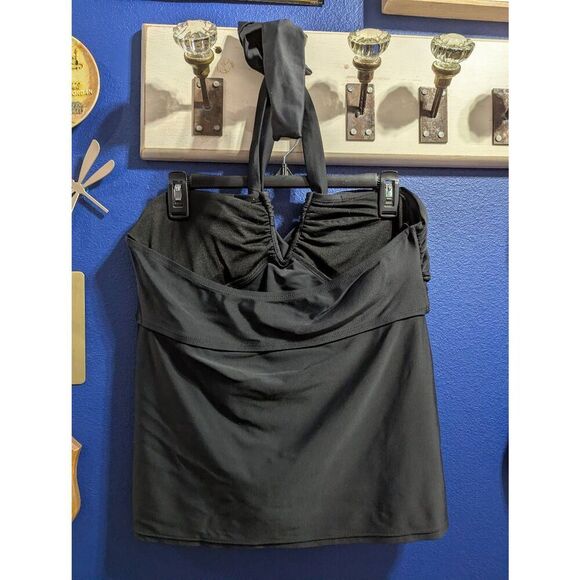 Sz 14 Elle Twist Front Halter Tankini Swimsuit Top - Picture 2 of 7